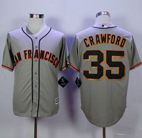 Giants #35 Brandon Crawford Grey Road New Cool Base Stitched MLB Jersey - Click Image to Close